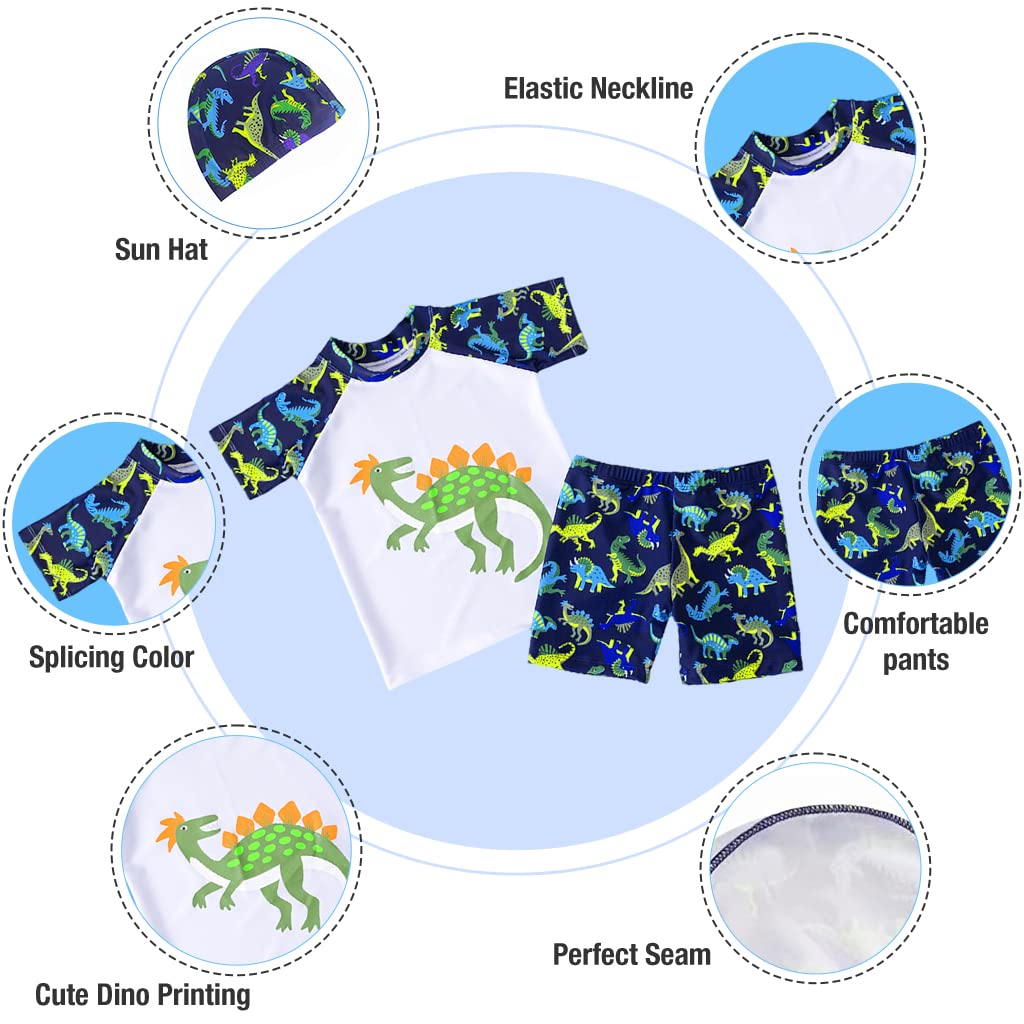 Proberos Swimming Costume for Boys with Swimming Cap Polyester T-Shirt and Pants, Boy's Swimming Kit for Kids Height 120-130cm Proberos Swimming Costume for Boys with Swimming Cap Polyester T-Shirt and Pants, Boy's Swimming Kit for Kids Height 120-130cm